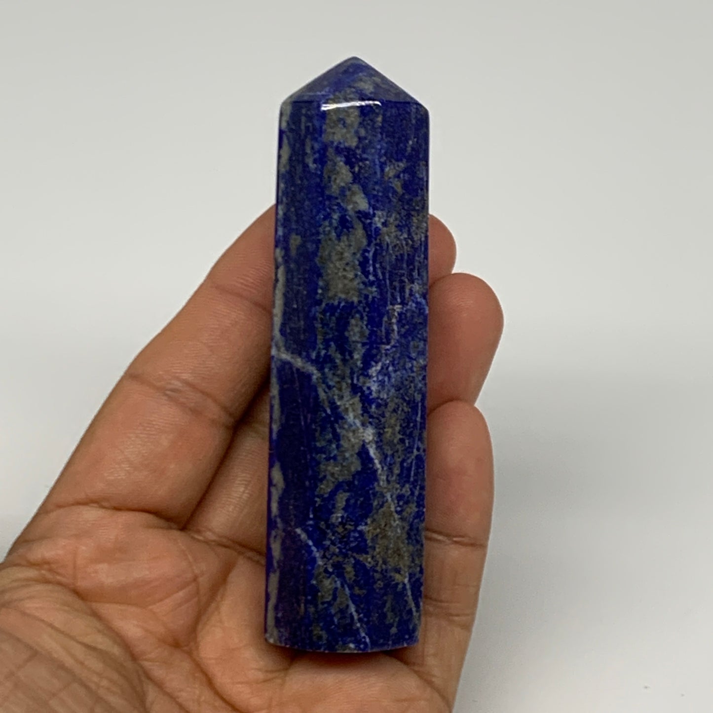 118.3g,3.6"x1"x0.9"Natural Lapis Lazuli Tower Point Obelisk Afghanistan,B27236