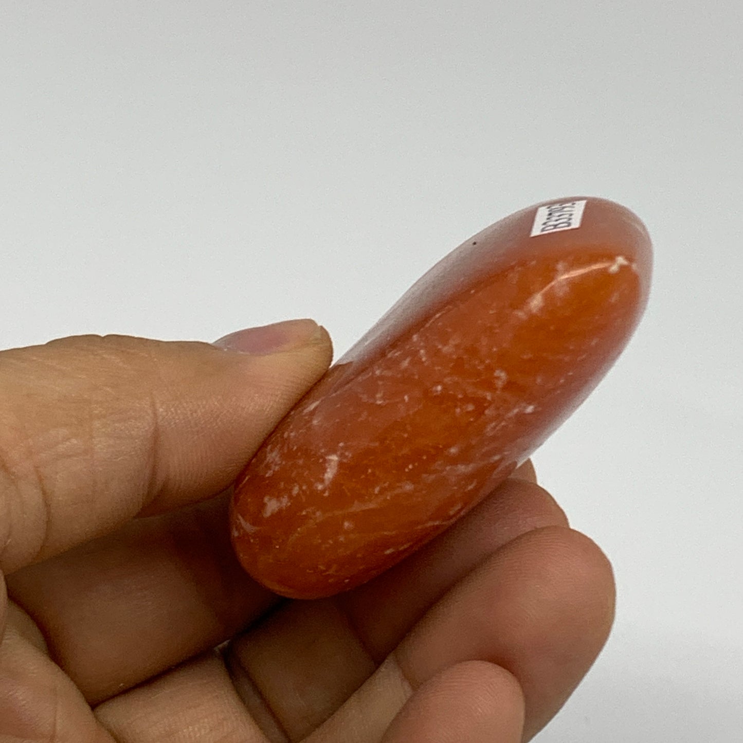 76.8g, 2"x2.4"x0.8" Orange Calcite Heart Gemstones from Madagascar, B33793