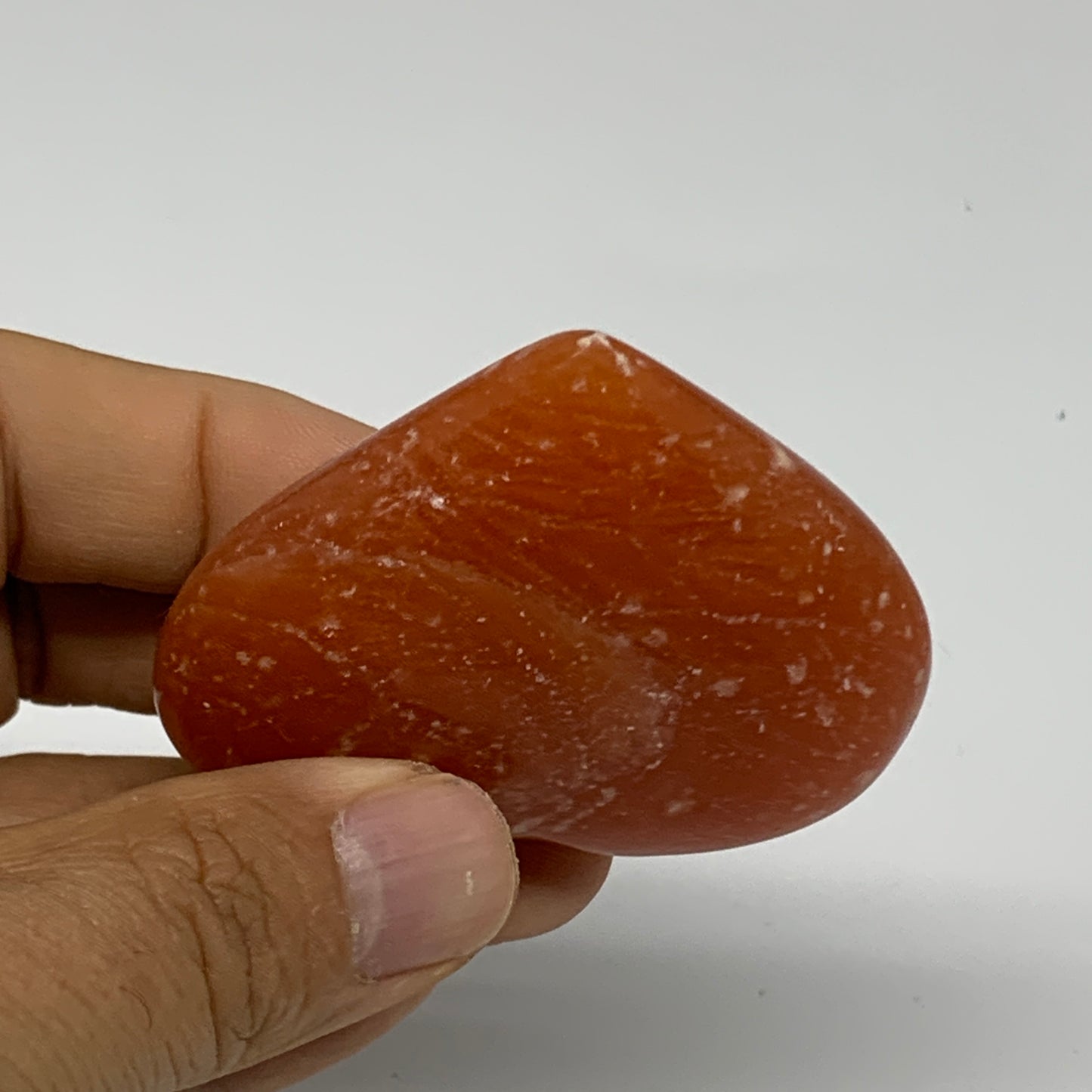 76.8g, 2"x2.4"x0.8" Orange Calcite Heart Gemstones from Madagascar, B33793