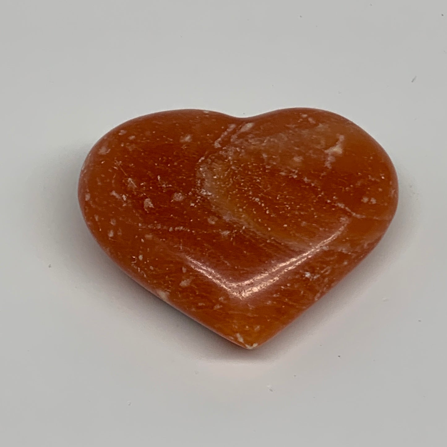 76.8g, 2"x2.4"x0.8" Orange Calcite Heart Gemstones from Madagascar, B33793