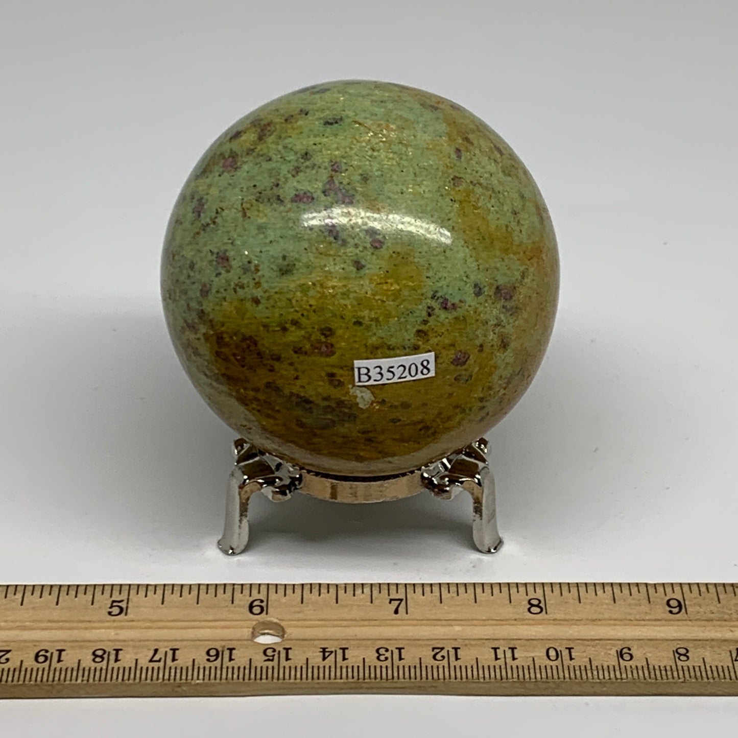 1.26 lbs, 2.8"(72mm), Zoisite with Ruby Sphere Sphere Ball Crystal, B25208