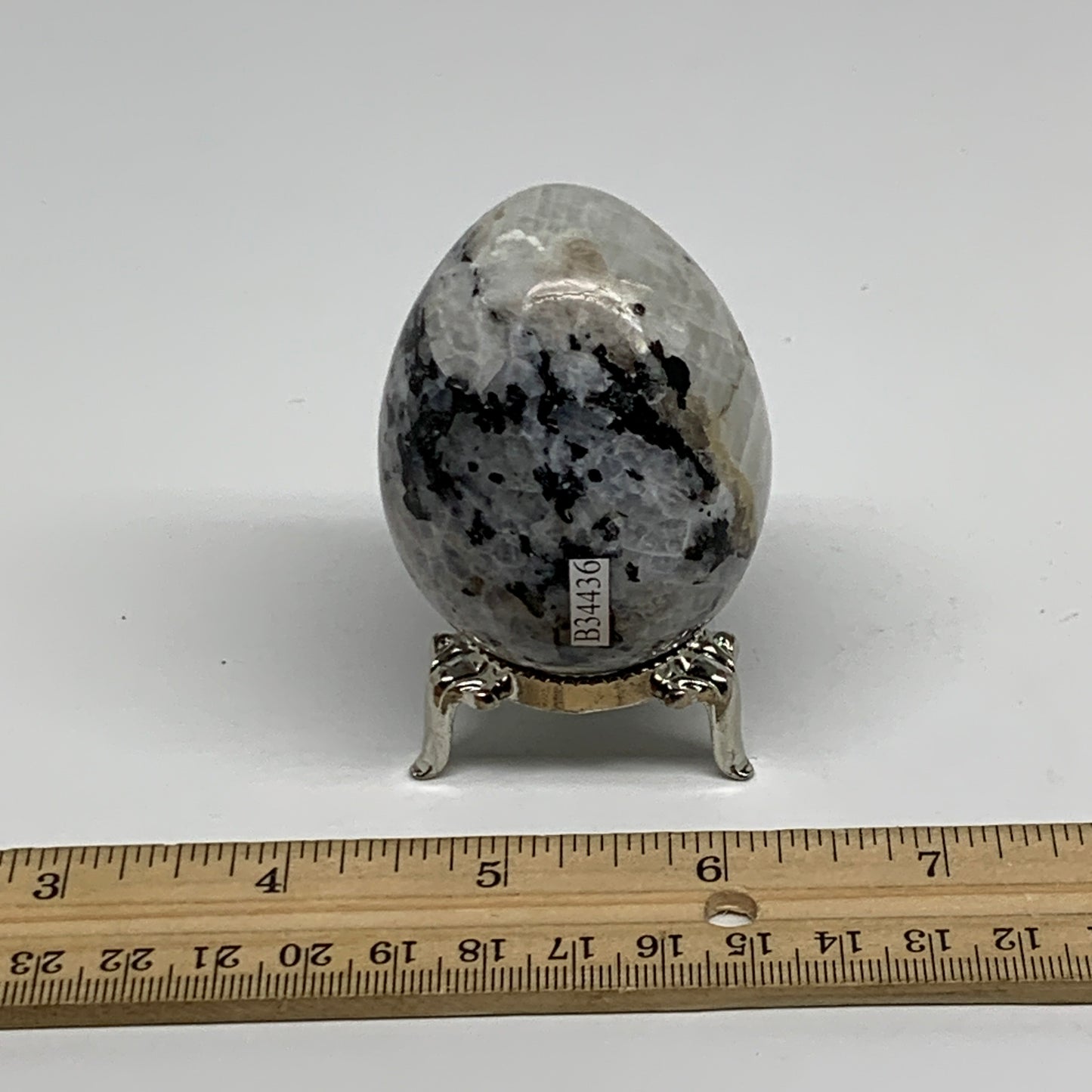 171.6g, 2.4"x1.8", Natural Gemstone White Rainbow Moonstone Egg, B34436