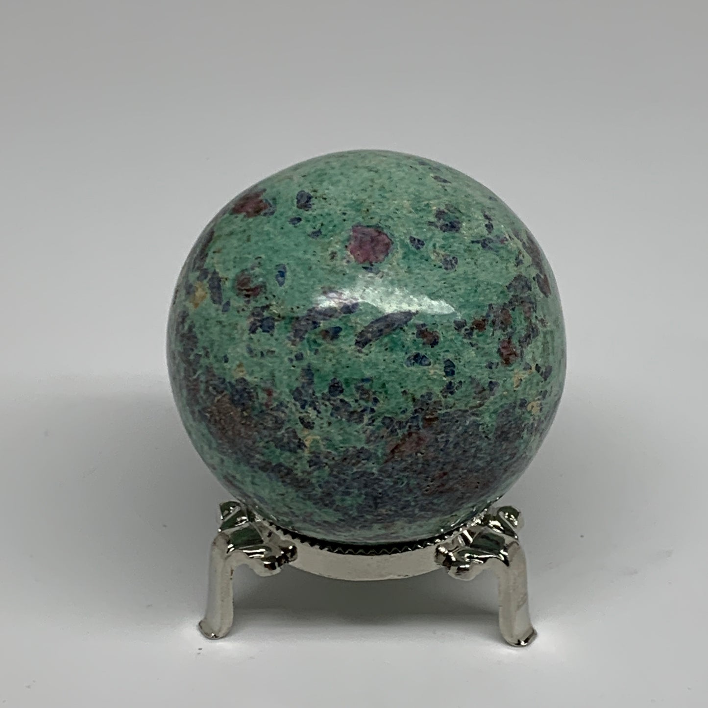 0.88 lbs, 2.4"(61mm), Zoisite with Ruby Sphere Sphere Ball Crystal, B25211