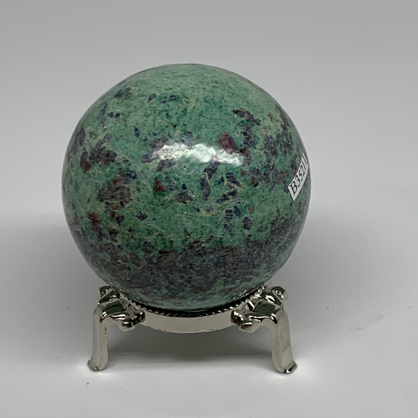 0.88 lbs, 2.4"(61mm), Zoisite with Ruby Sphere Sphere Ball Crystal, B25211