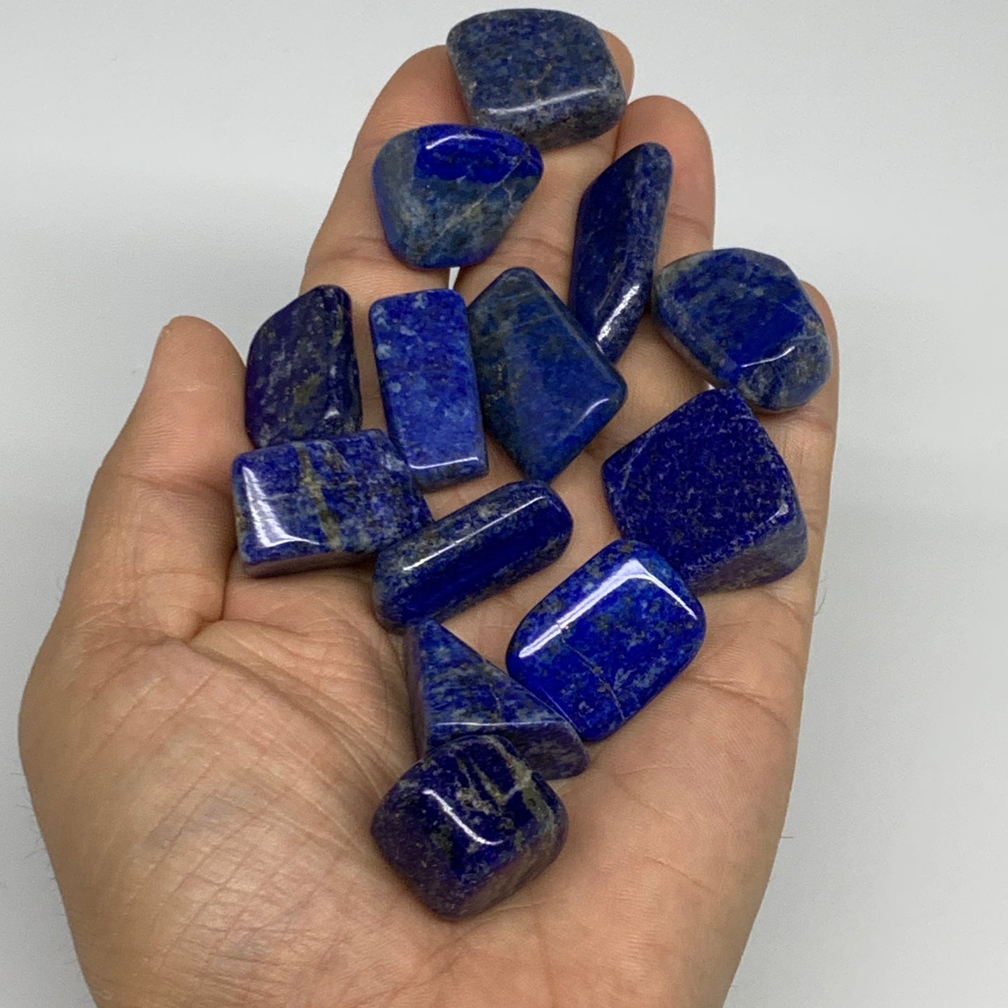 135.2g,0.6"-1.4", 13pcs, Natural Lapis Lazuli Tumbled Stone @Afghanistan, B30254