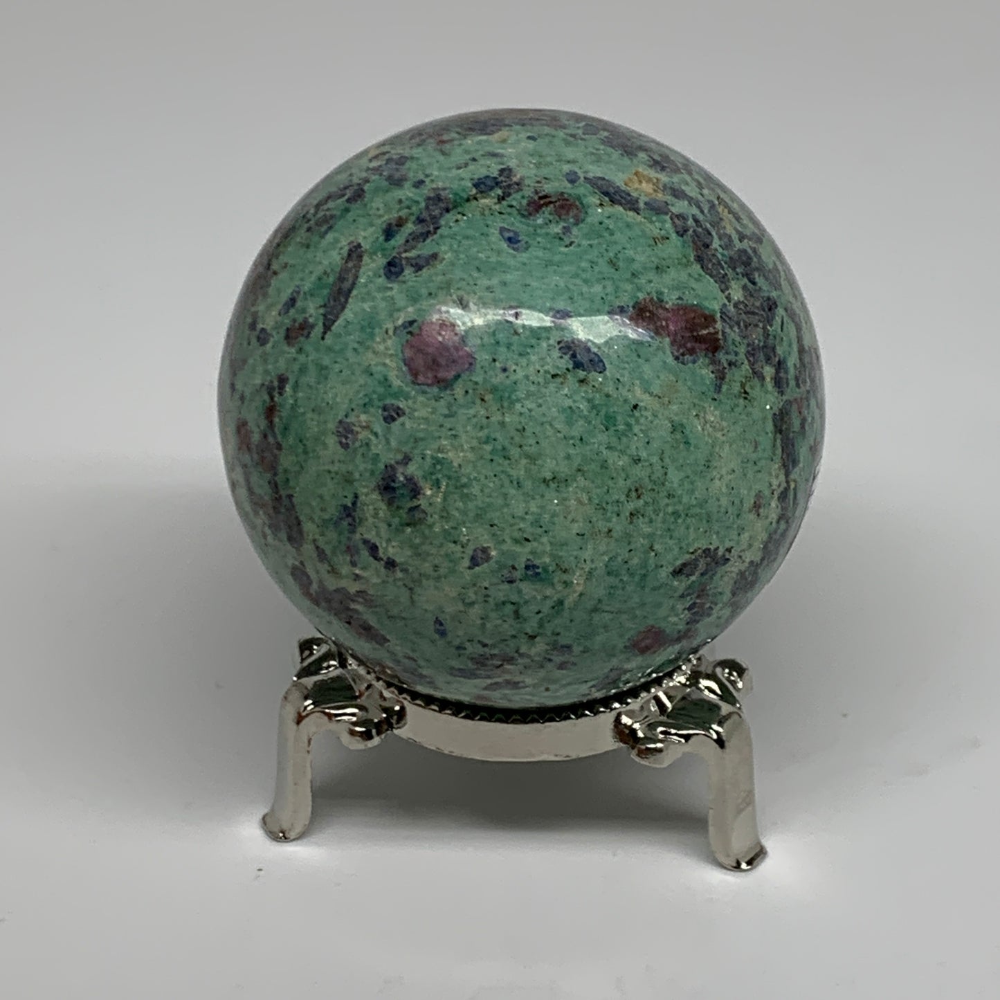 0.88 lbs, 2.4"(61mm), Zoisite with Ruby Sphere Sphere Ball Crystal, B25211