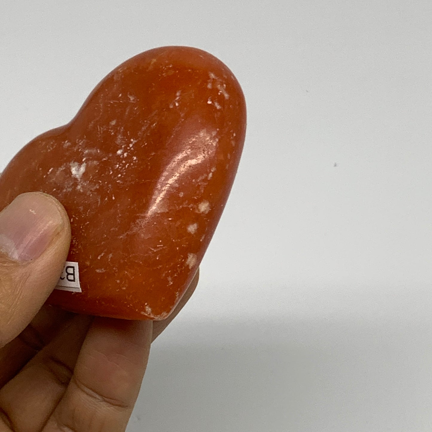 115.8g,2.3"x2.6"x1" Orange Calcite Heart Gemstones from Madagascar, B33796