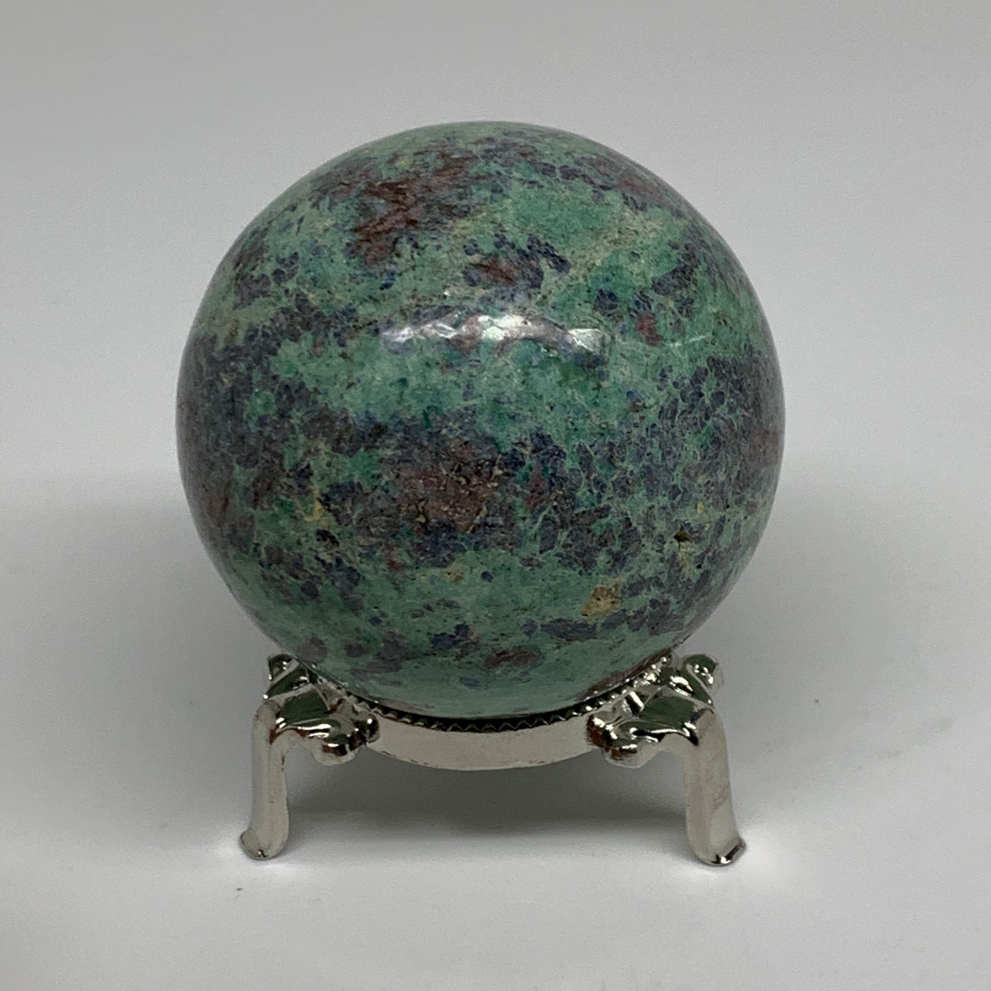 0.88 lbs, 2.4"(61mm), Zoisite with Ruby Sphere Sphere Ball Crystal, B25211