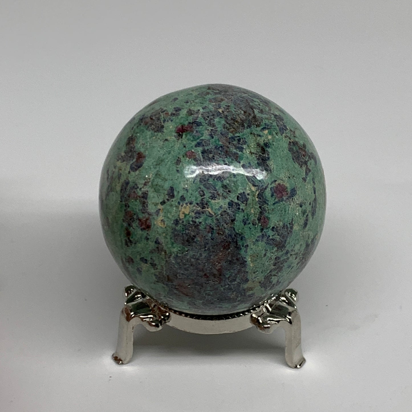 0.88 lbs, 2.4"(61mm), Zoisite with Ruby Sphere Sphere Ball Crystal, B25211