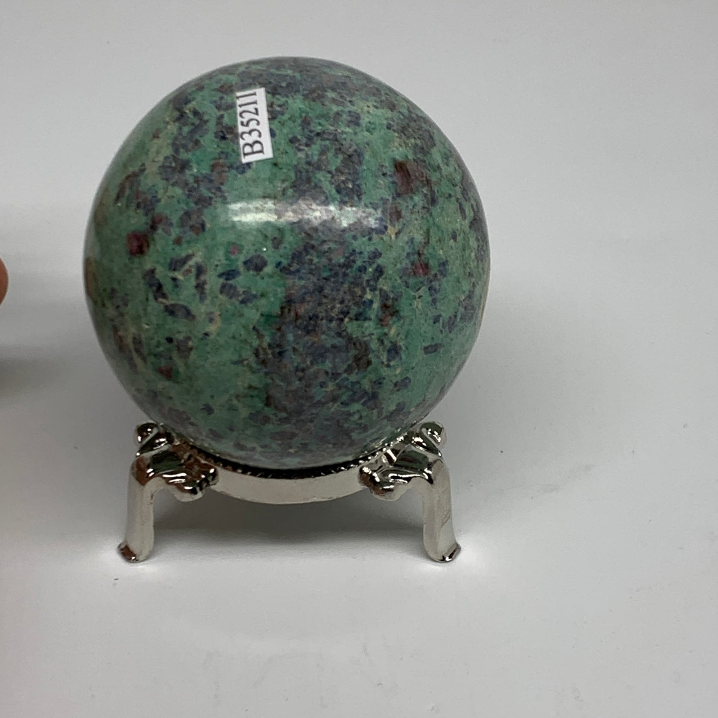 0.88 lbs, 2.4"(61mm), Zoisite with Ruby Sphere Sphere Ball Crystal, B25211