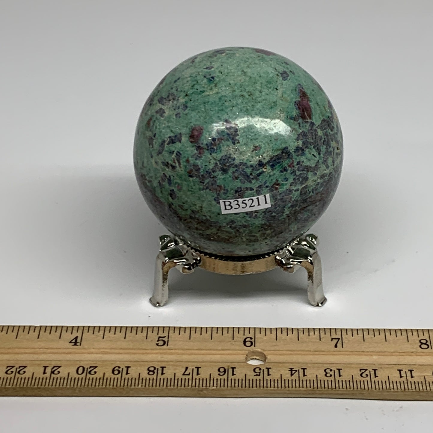 0.88 lbs, 2.4"(61mm), Zoisite with Ruby Sphere Sphere Ball Crystal, B25211