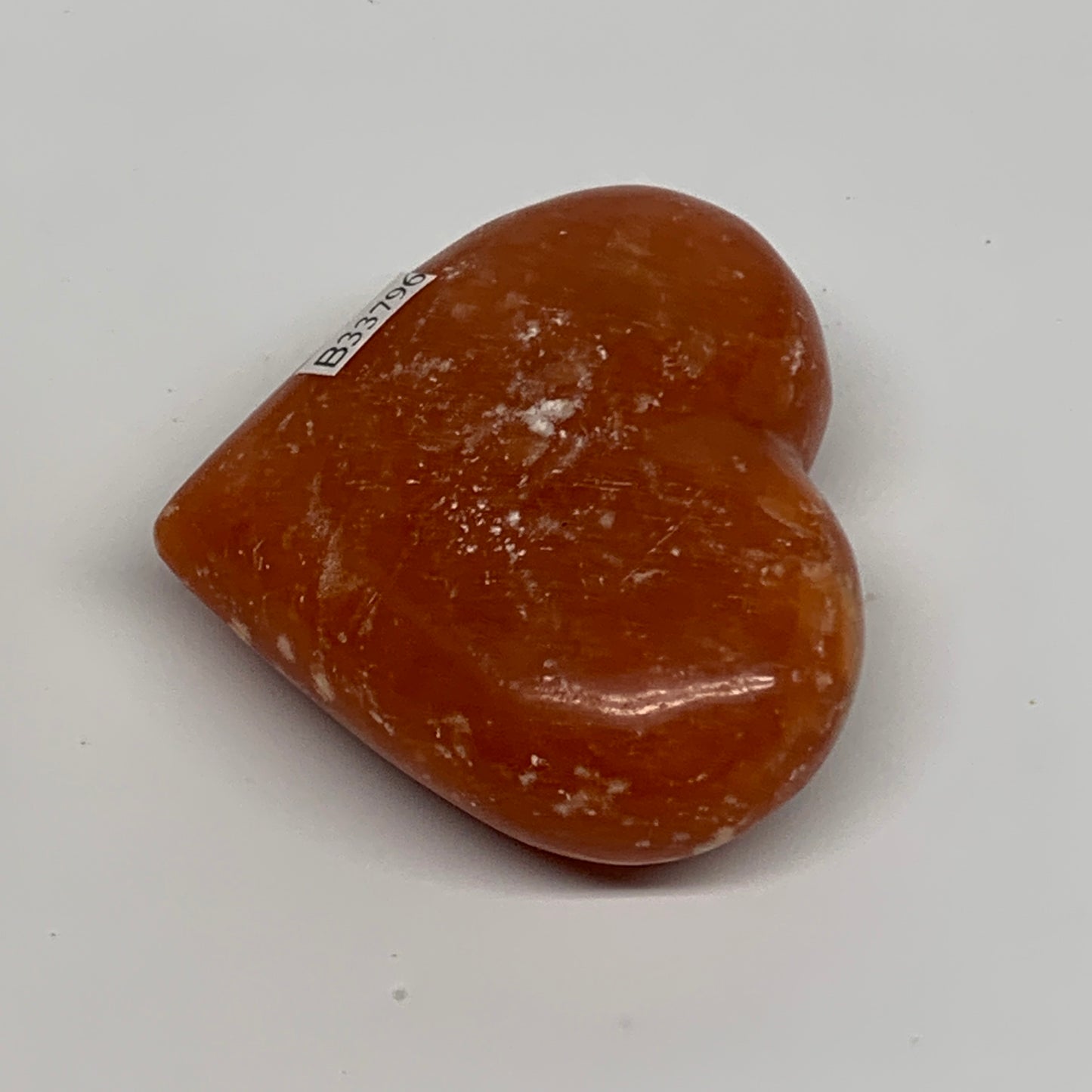 115.8g,2.3"x2.6"x1" Orange Calcite Heart Gemstones from Madagascar, B33796