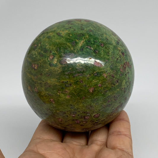 1.6 lbs, 3.1"(79mm), Zoisite with Ruby Sphere Sphere Ball Crystal, B25212