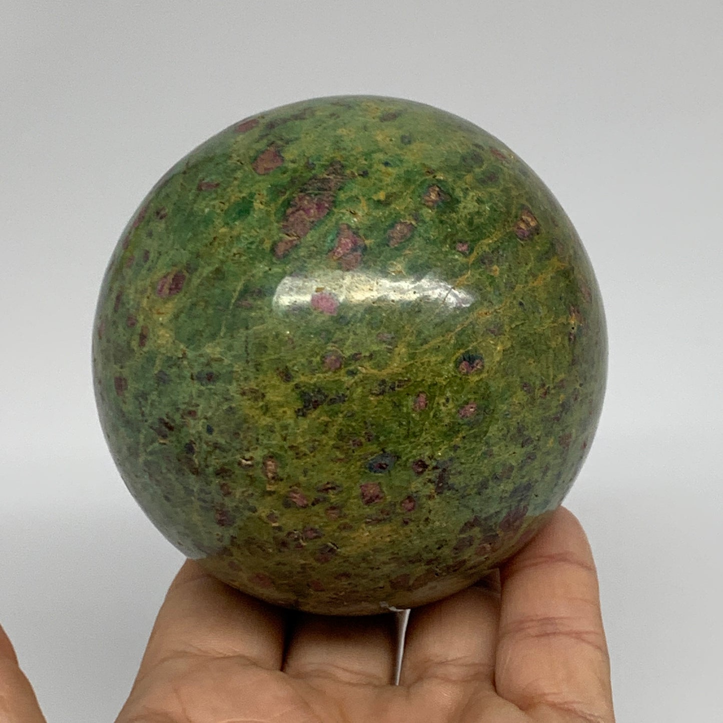 1.6 lbs, 3.1"(79mm), Zoisite with Ruby Sphere Sphere Ball Crystal, B25212