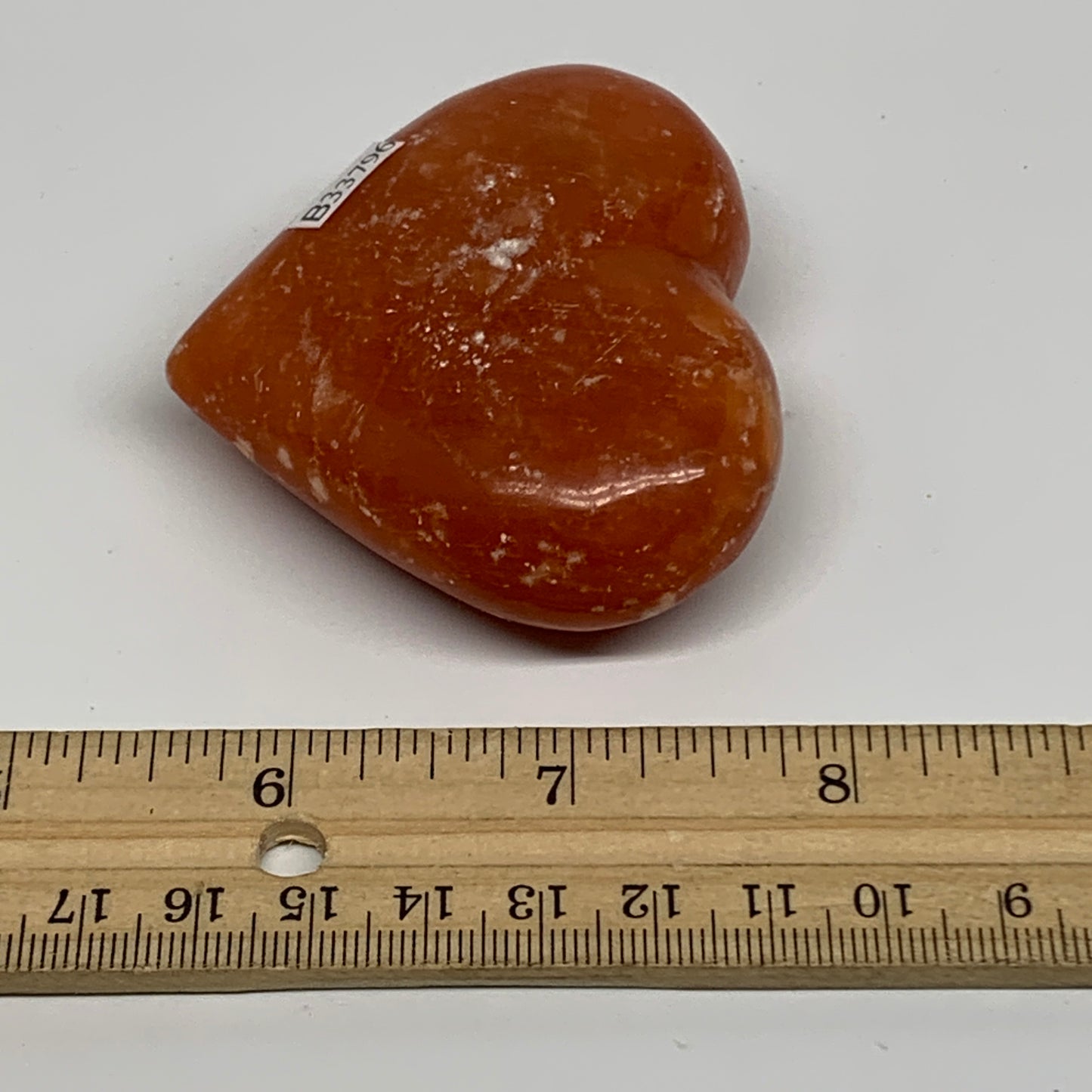 115.8g,2.3"x2.6"x1" Orange Calcite Heart Gemstones from Madagascar, B33796