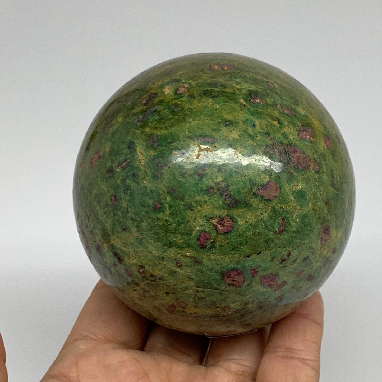 1.6 lbs, 3.1"(79mm), Zoisite with Ruby Sphere Sphere Ball Crystal, B25212