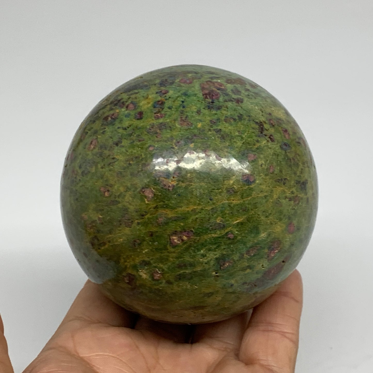 1.6 lbs, 3.1"(79mm), Zoisite with Ruby Sphere Sphere Ball Crystal, B25212