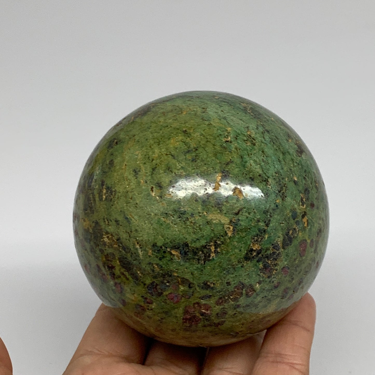 1.6 lbs, 3.1"(79mm), Zoisite with Ruby Sphere Sphere Ball Crystal, B25212