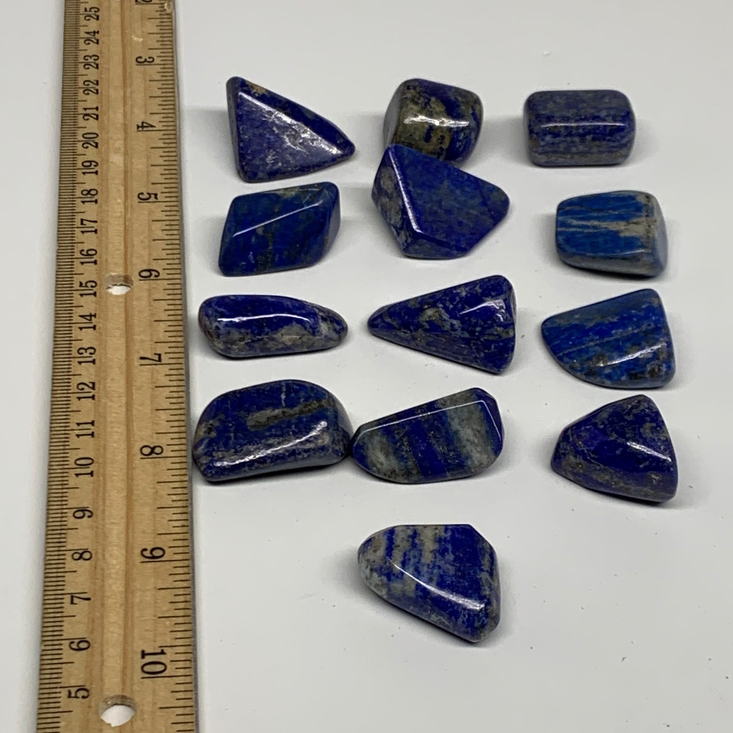 147.7g,0.8"-1.1", 13pcs, Natural Lapis Lazuli Tumbled Stone @Afghanistan, B30255