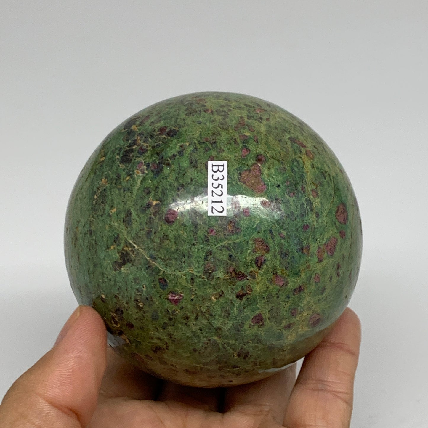 1.6 lbs, 3.1"(79mm), Zoisite with Ruby Sphere Sphere Ball Crystal, B25212