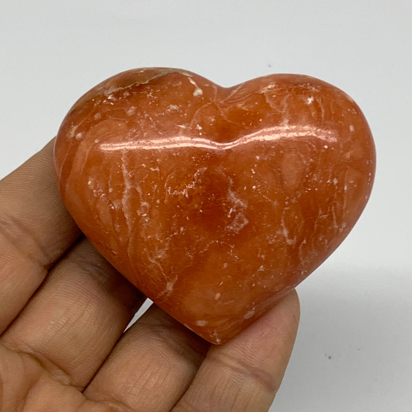 86.7g,2"x2.4"x1" Orange Calcite Heart Gemstones from Madagascar, B33798