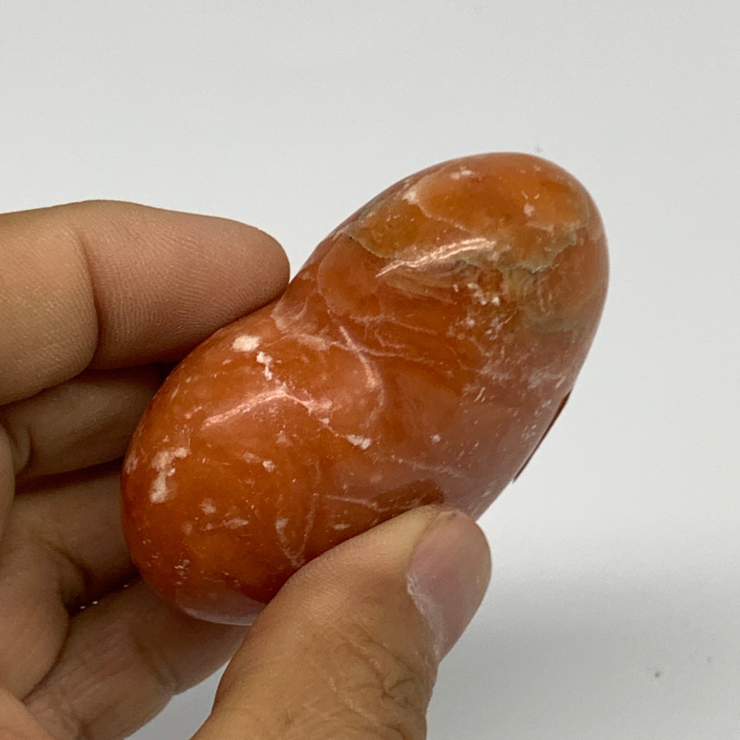 86.7g,2"x2.4"x1" Orange Calcite Heart Gemstones from Madagascar, B33798