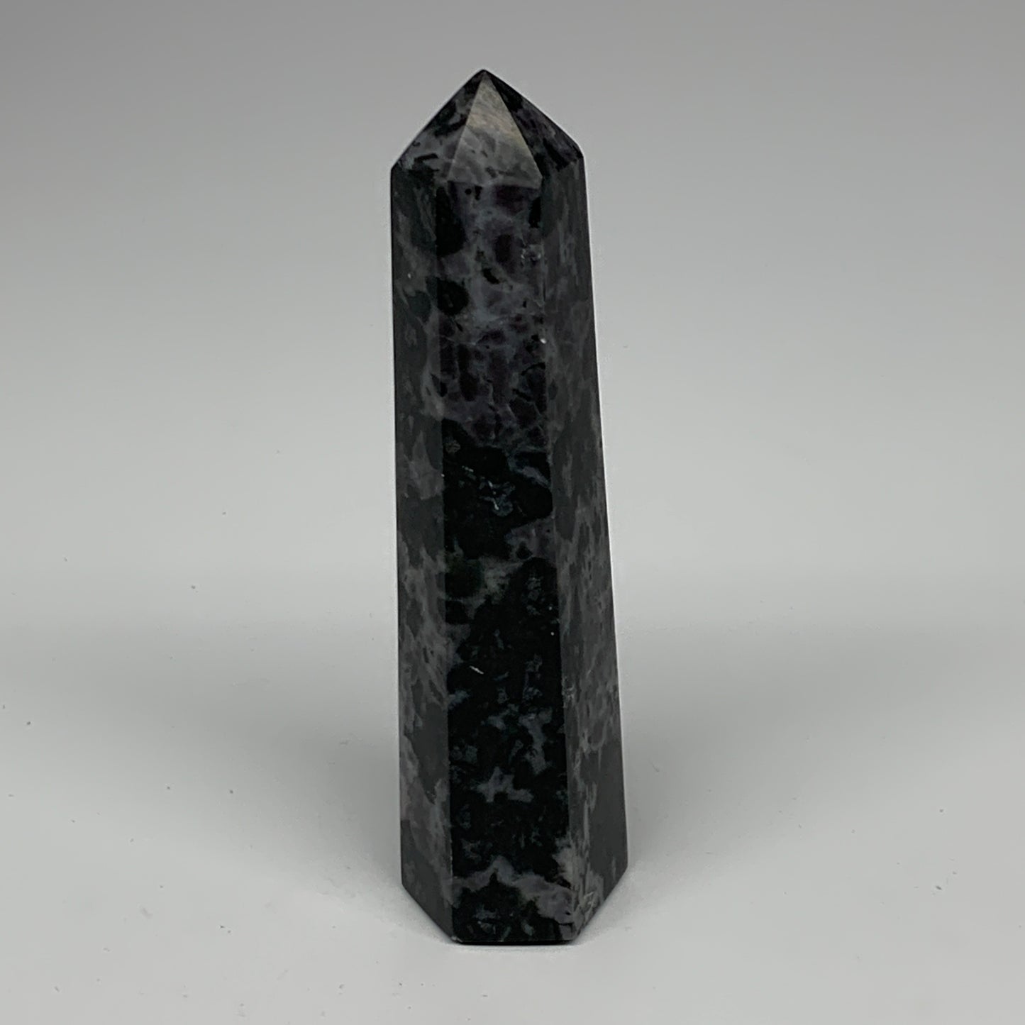 263.7g, 5.8" x 1.5" x 1.4" Indigo Gabro Merlinite Point Tower @Madagascar,B18374