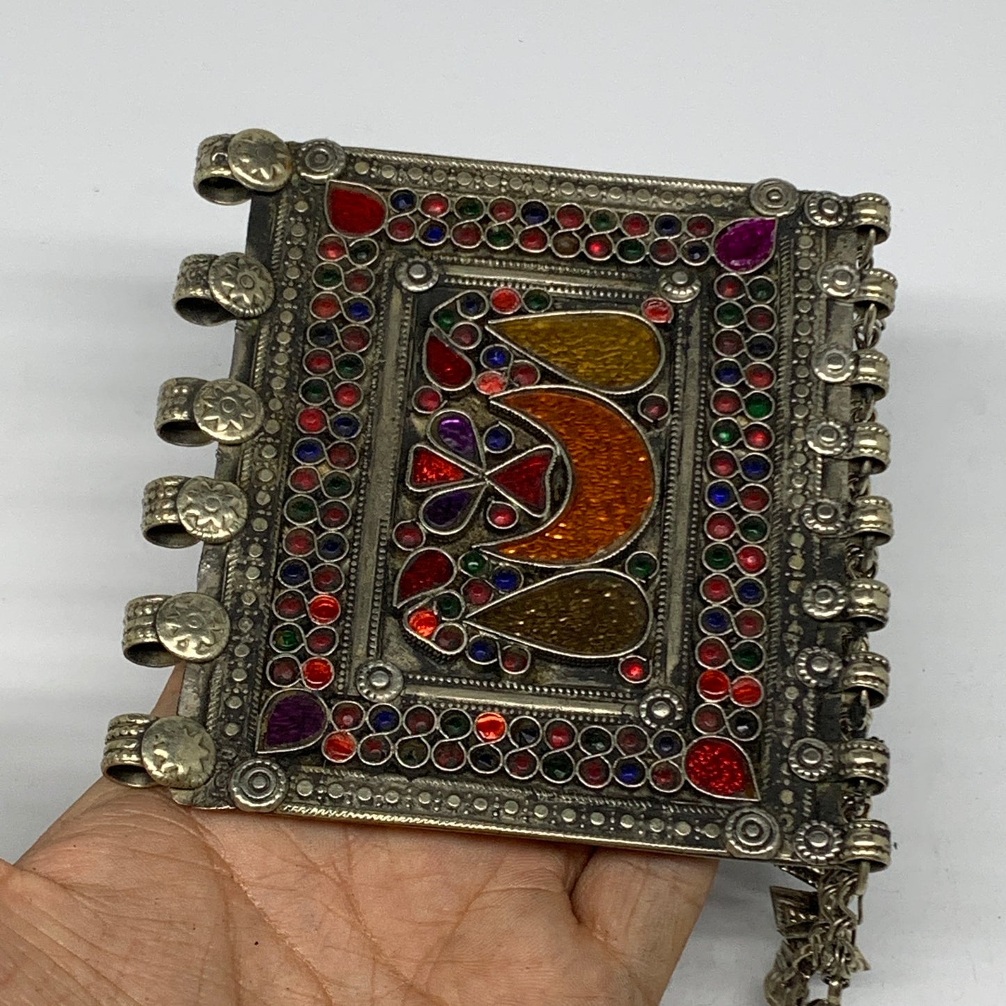 164.9g, 6"x4.2", Kuchi Pendant Large Ethnic Tribal Gypsy, ATS, @Afghanistan,B143