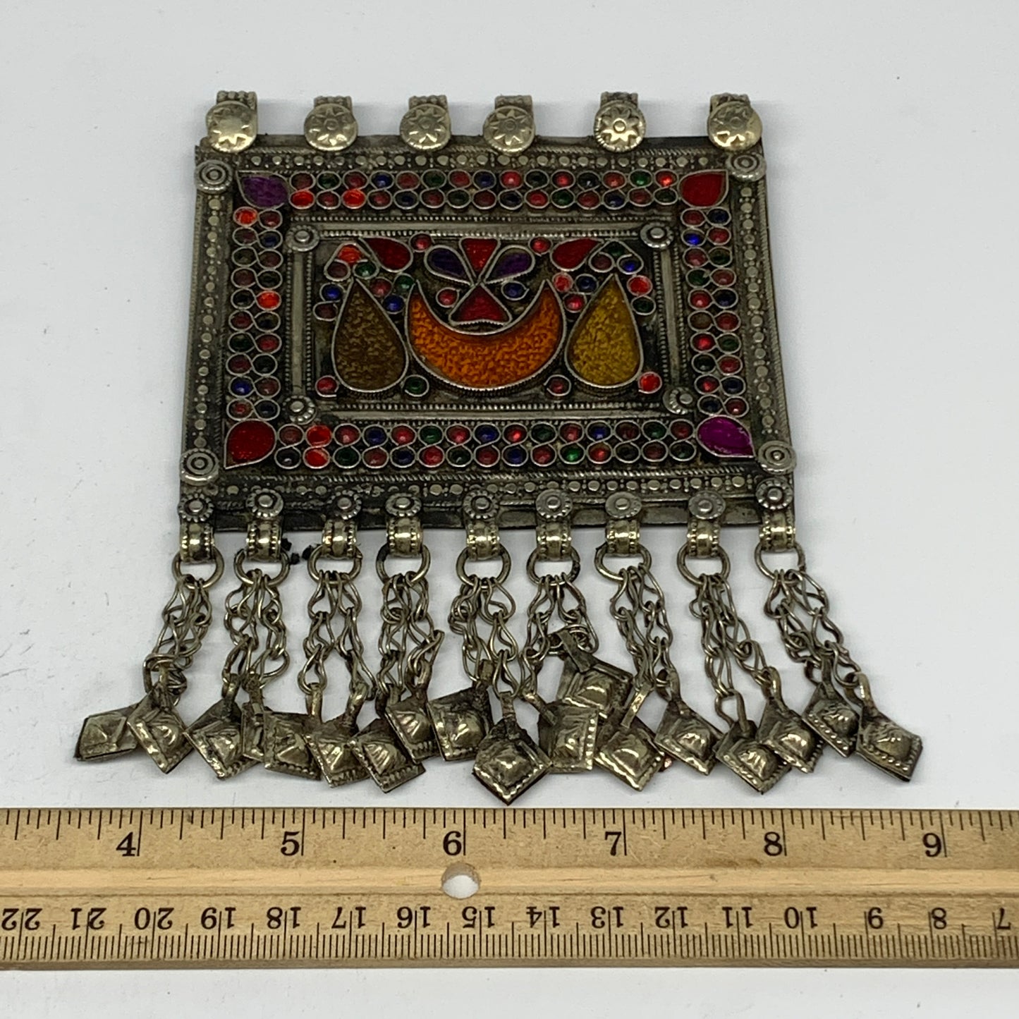 164.9g, 6"x4.2", Kuchi Pendant Large Ethnic Tribal Gypsy, ATS, @Afghanistan,B143