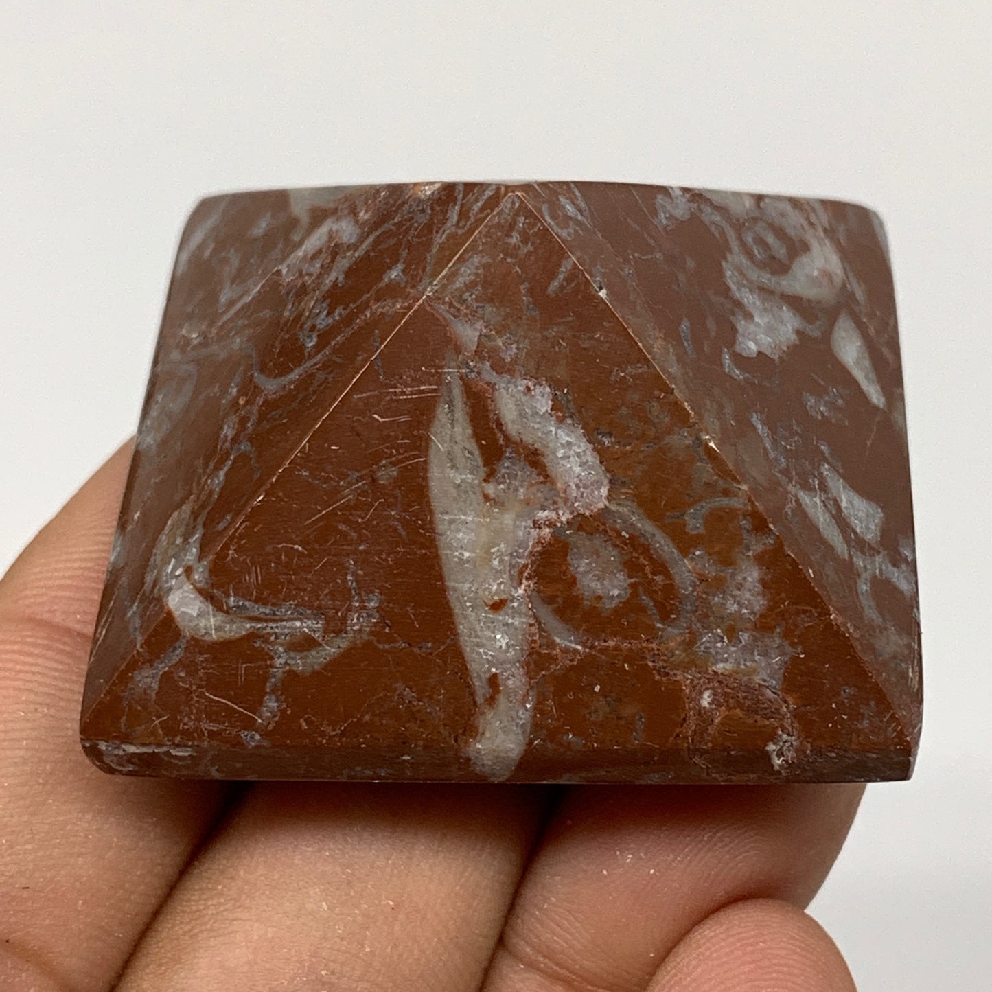 53.1g,1"x1.6" Natural Untreated Red Shell Fossils Pyramid Reiki Energy, F1181