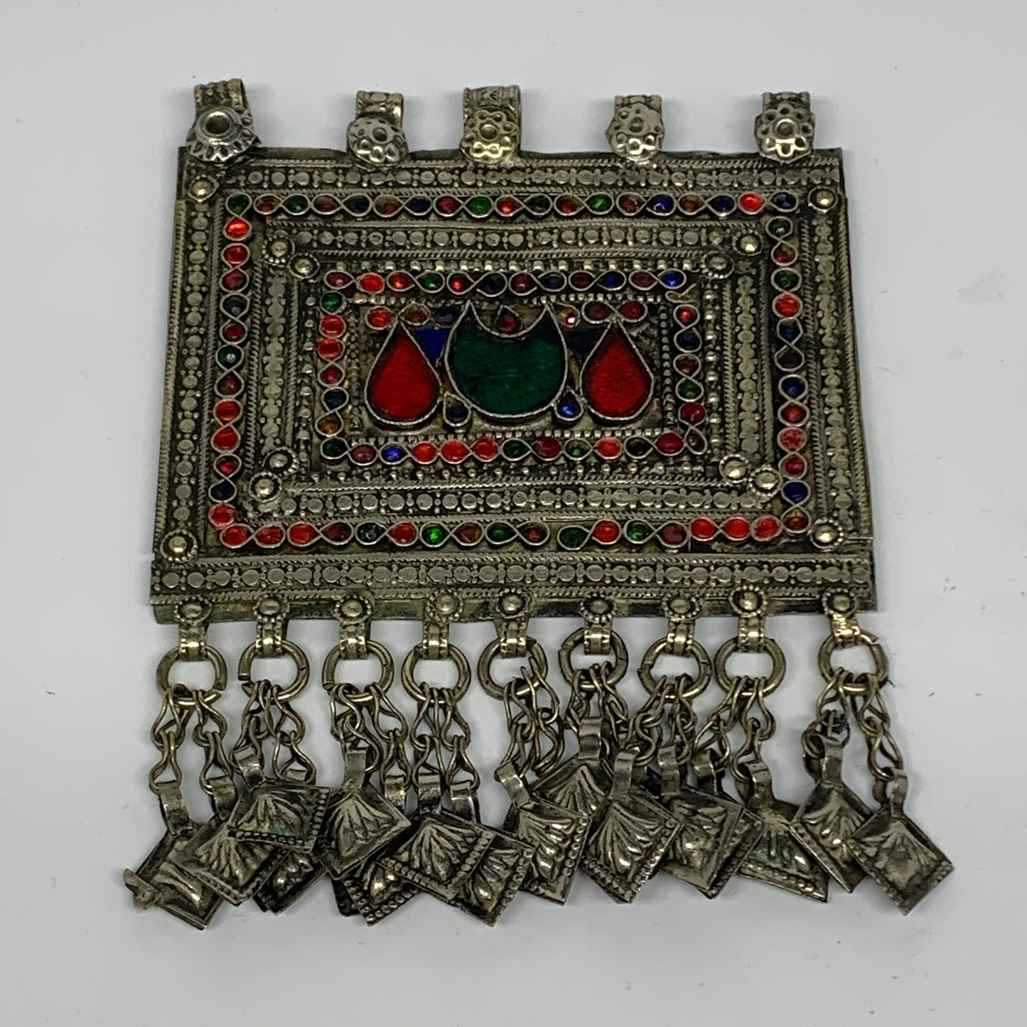 129.8g, 5.75"x4", Kuchi Pendant Large Ethnic Tribal Gypsy, ATS, @Afghanistan,B14