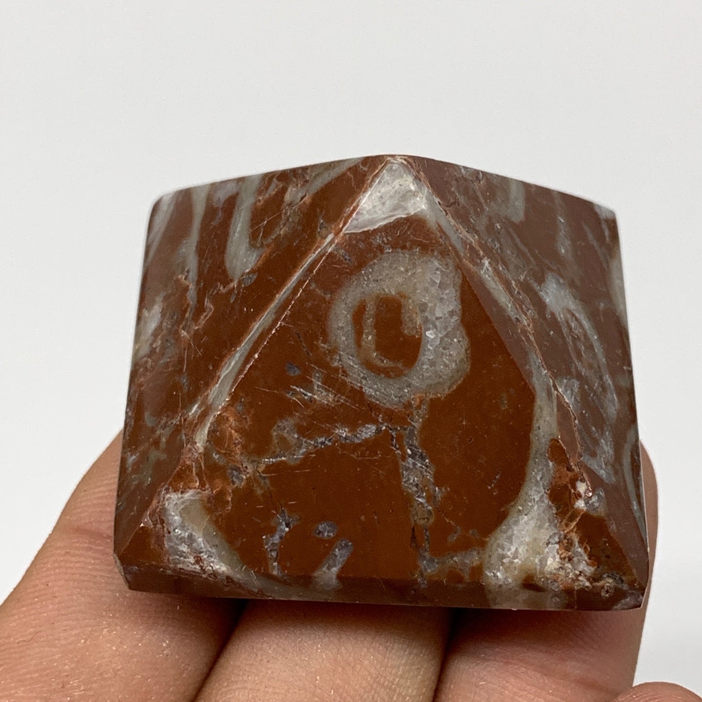 57.3g,1.1"x1.6" Natural Untreated Red Shell Fossils Pyramid Reiki Energy, F1185