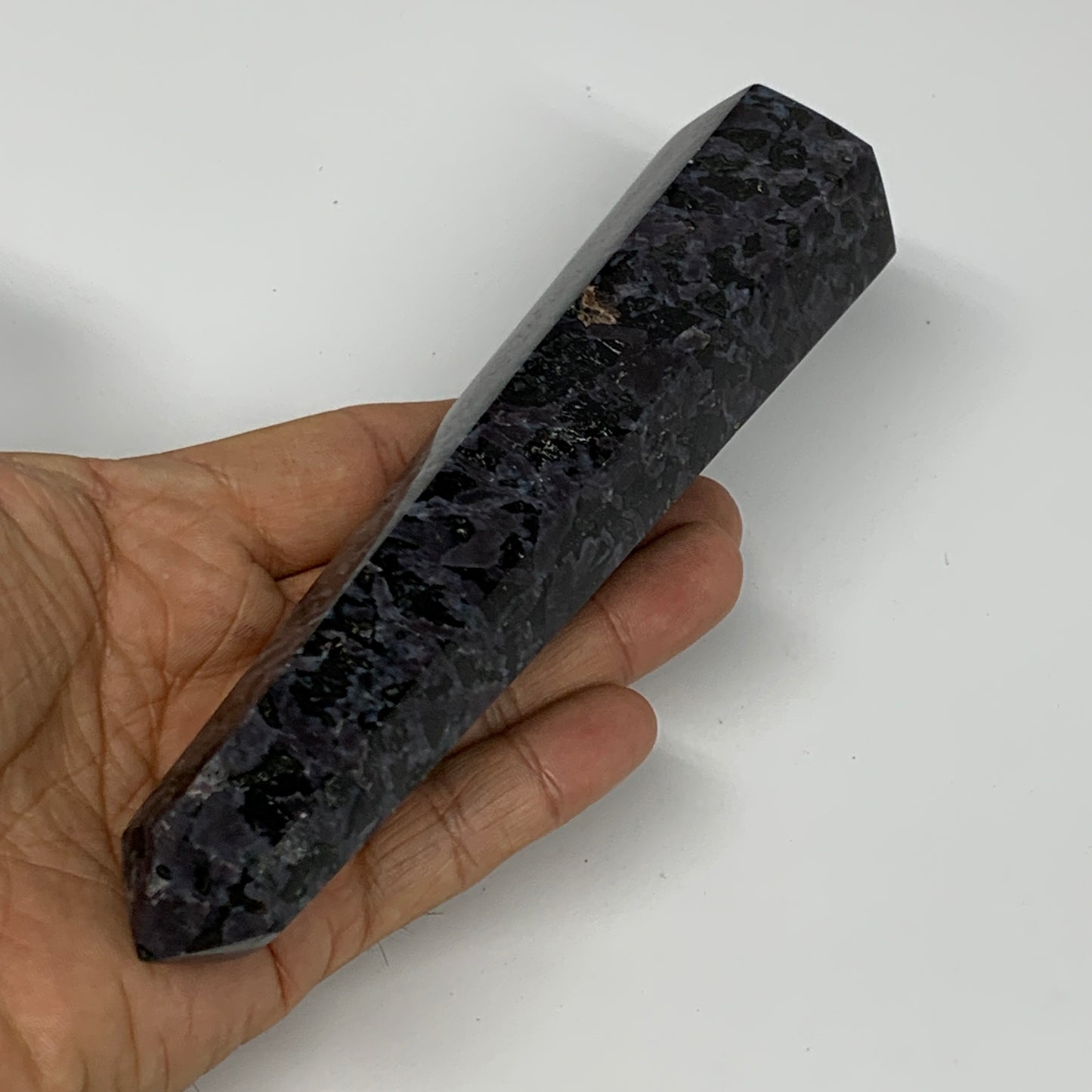 294.4g, 6.3" x 1.5" x 1.3" Indigo Gabro Merlinite Point Tower @Madagascar,B18380