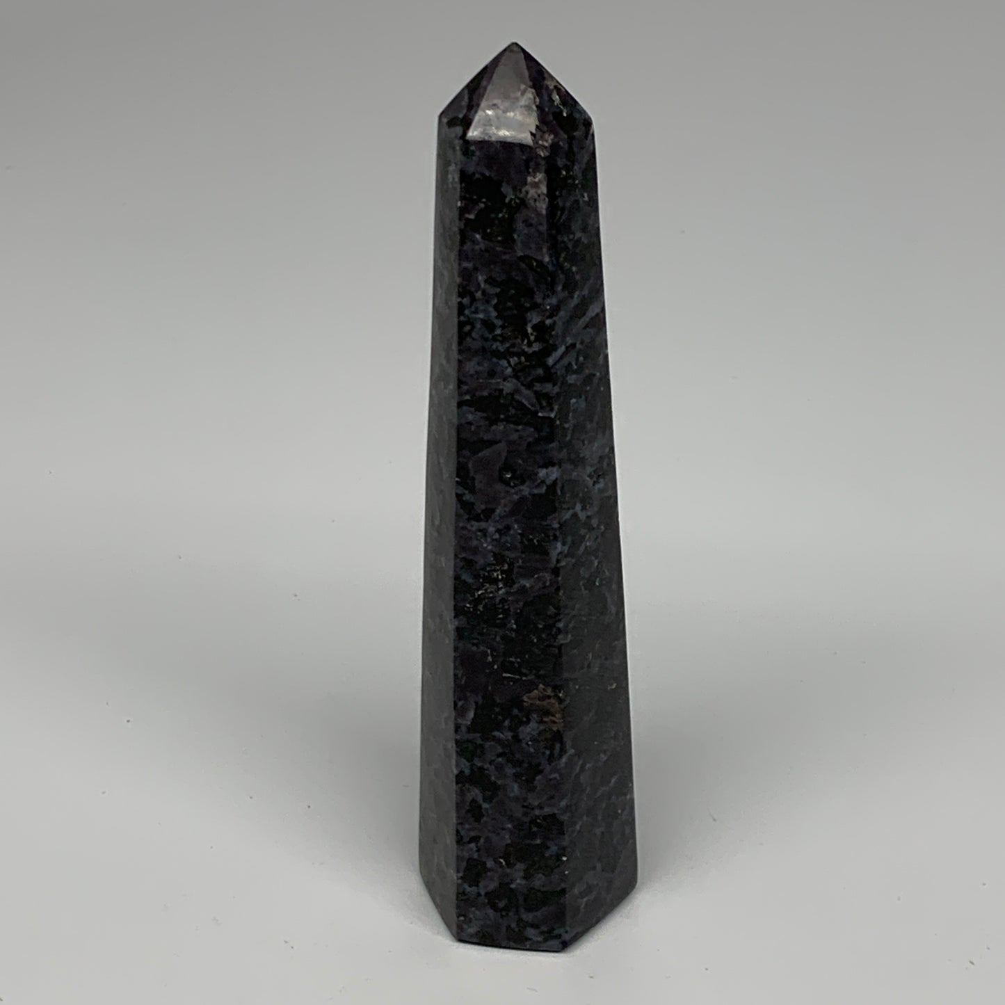 294.4g, 6.3" x 1.5" x 1.3" Indigo Gabro Merlinite Point Tower @Madagascar,B18380