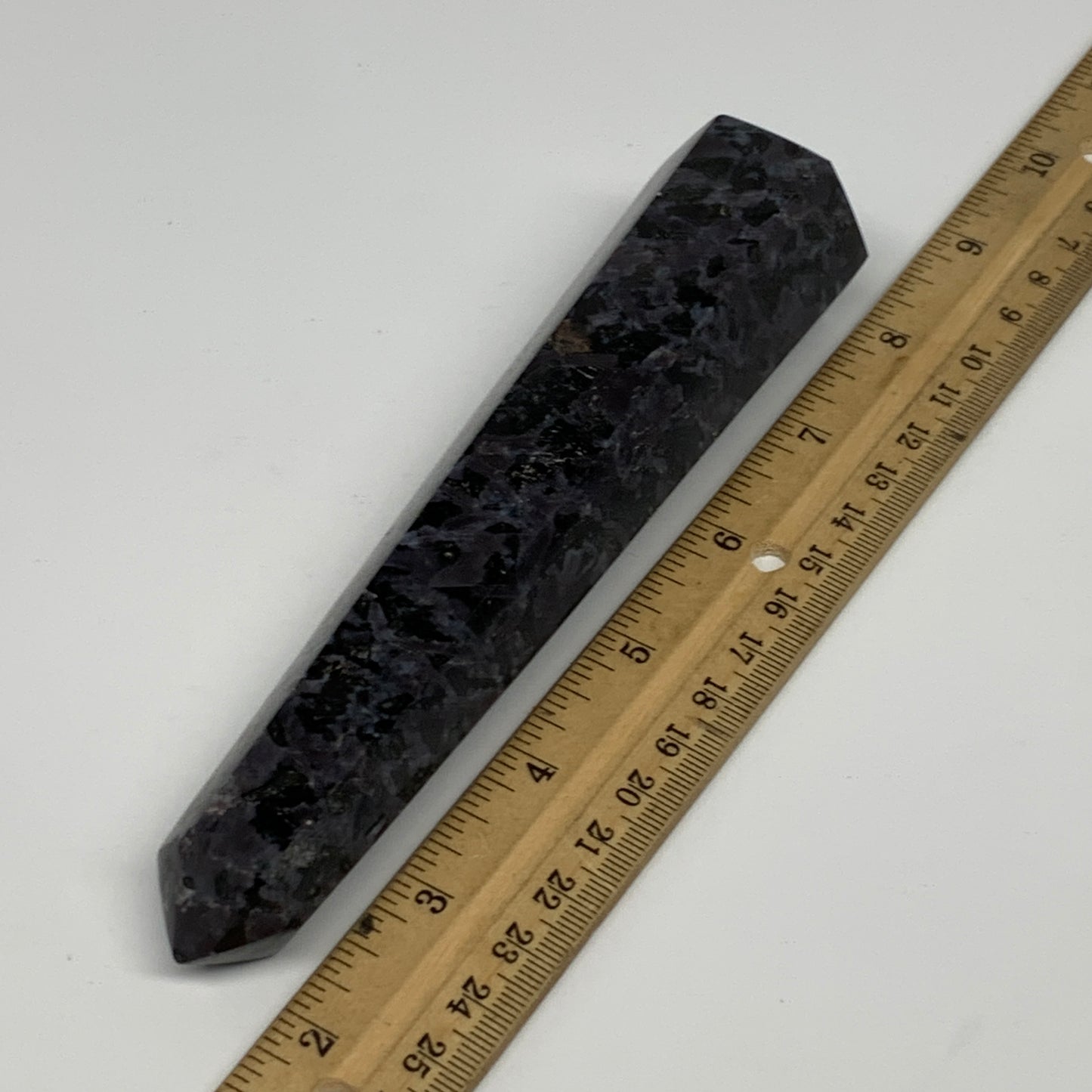 294.4g, 6.3" x 1.5" x 1.3" Indigo Gabro Merlinite Point Tower @Madagascar,B18380