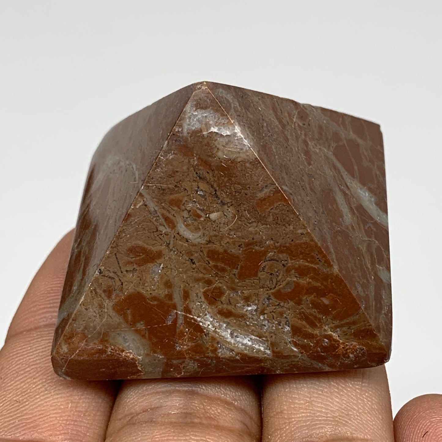 62.6g,1.2"x1.6" Natural Untreated Red Shell Fossils Pyramid Reiki Energy, F1193