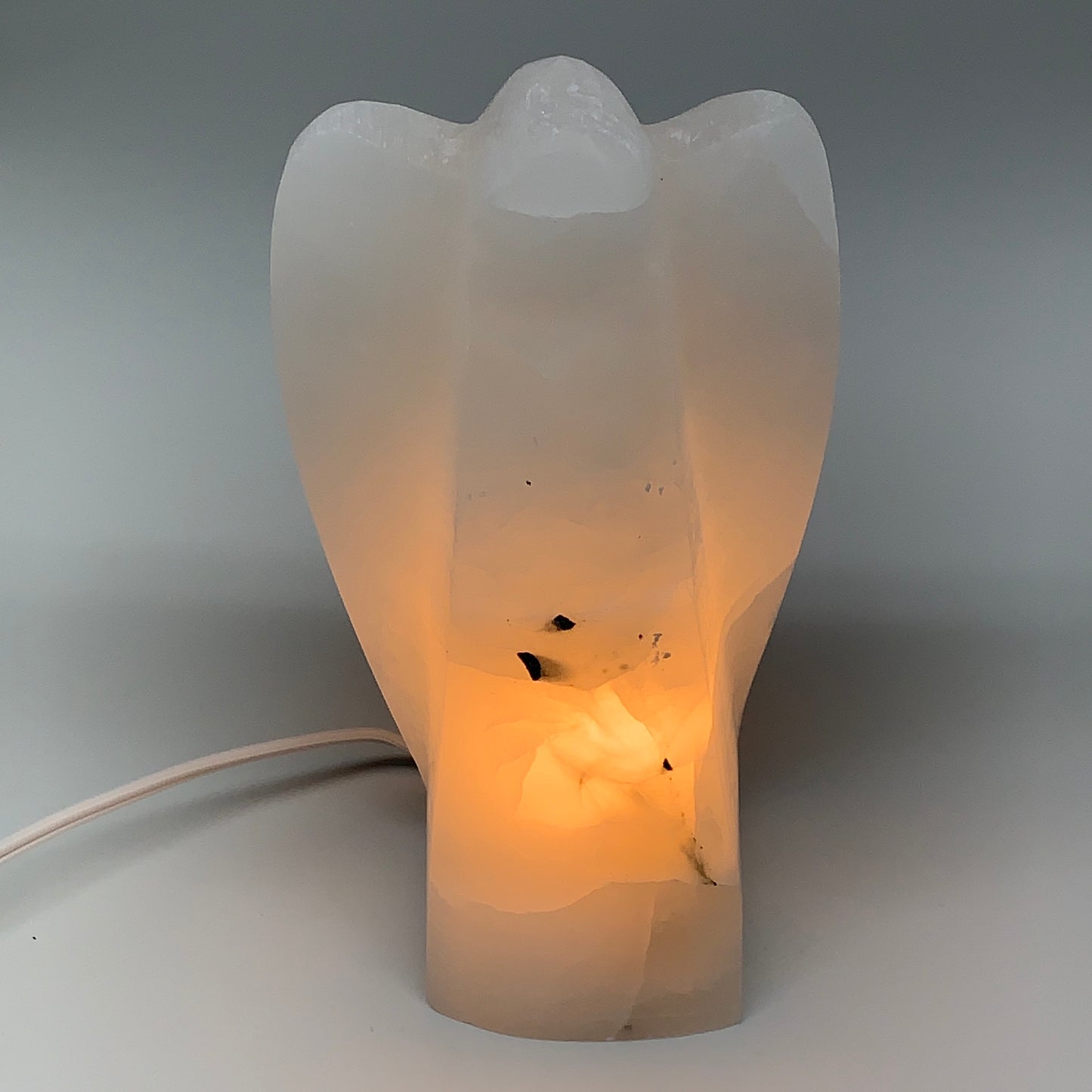 1288g, 7"x3.9"x2.8" White Selenite (Satin Spar) Angel Lamps @Morocco,B9463