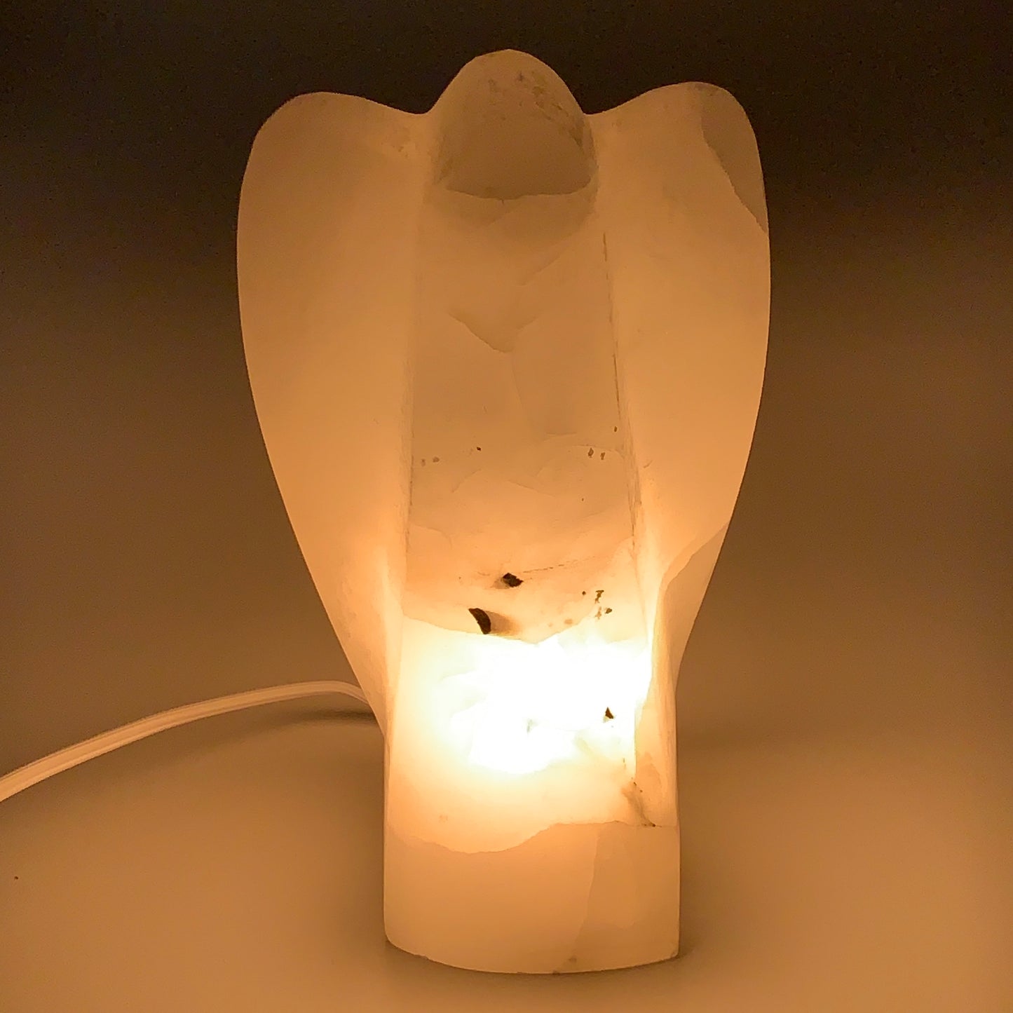 1288g, 7"x3.9"x2.8" White Selenite (Satin Spar) Angel Lamps @Morocco,B9463