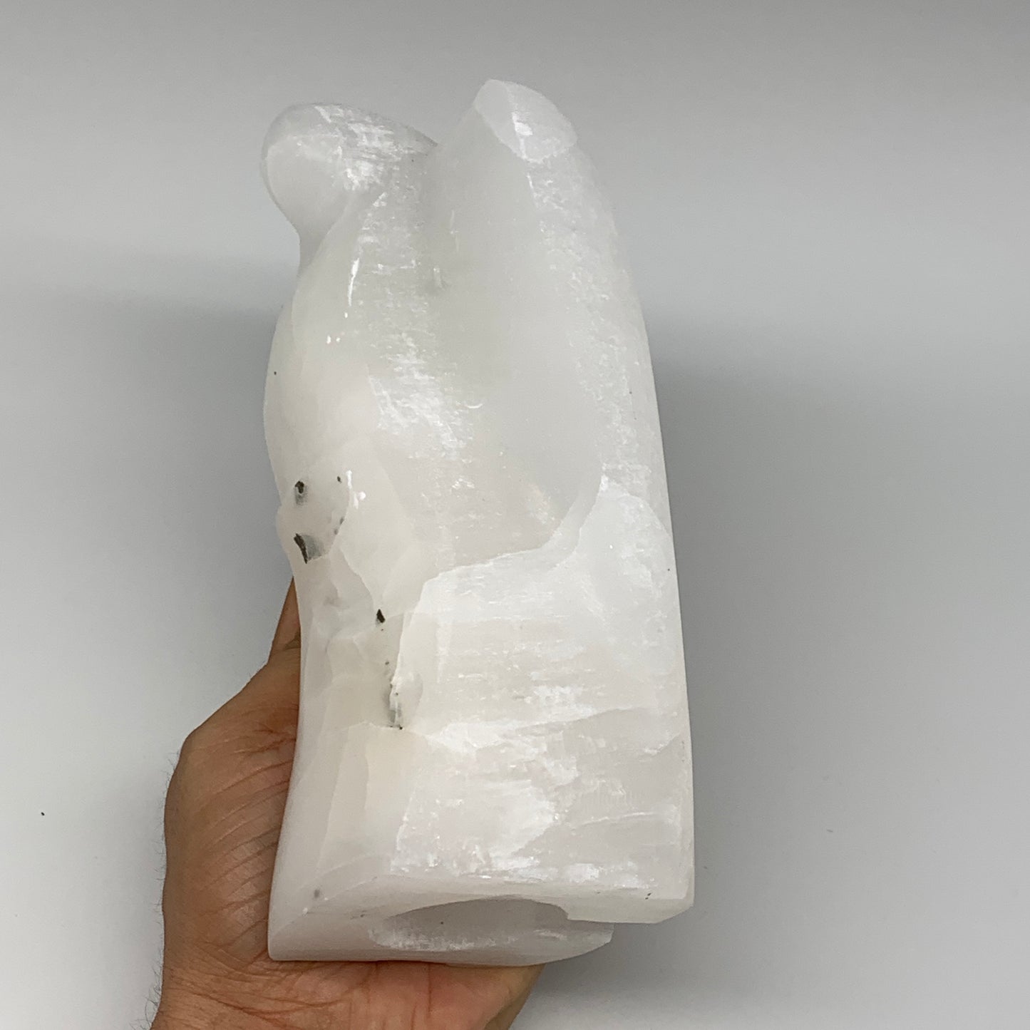 1288g, 7"x3.9"x2.8" White Selenite (Satin Spar) Angel Lamps @Morocco,B9463