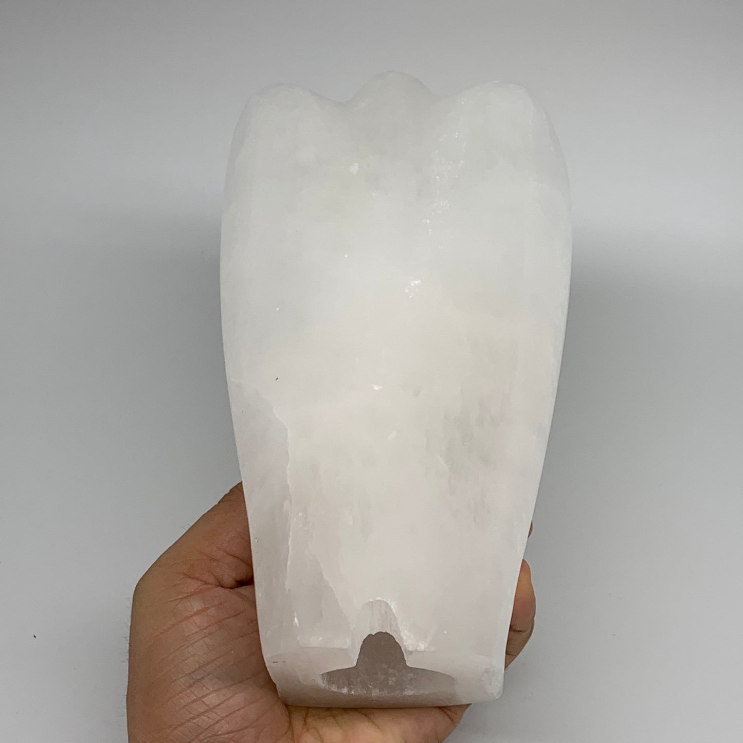 1288g, 7"x3.9"x2.8" White Selenite (Satin Spar) Angel Lamps @Morocco,B9463