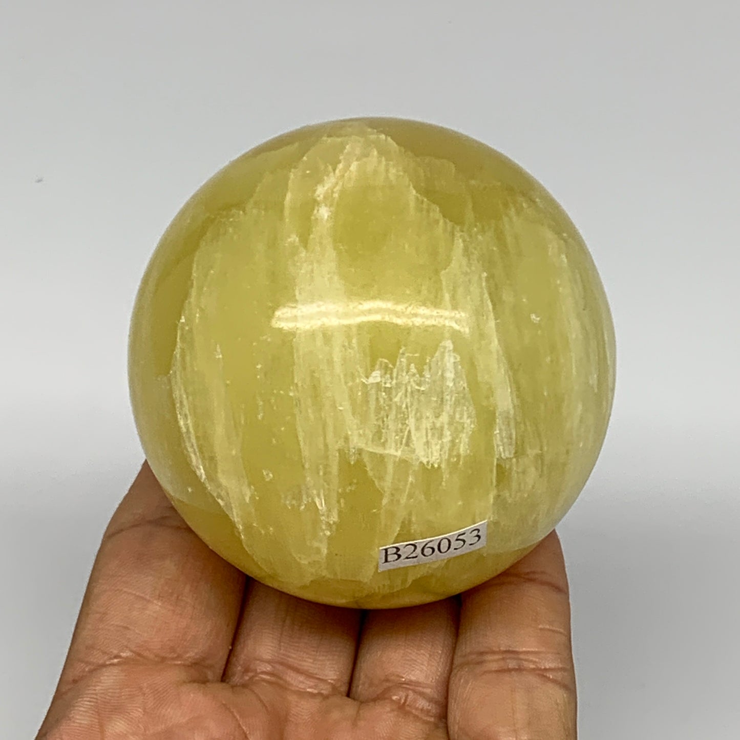 0.94 lbs,2.6"(65mm) Lemon Calcite Sphere Gemstone,Healing Crystal,B26053