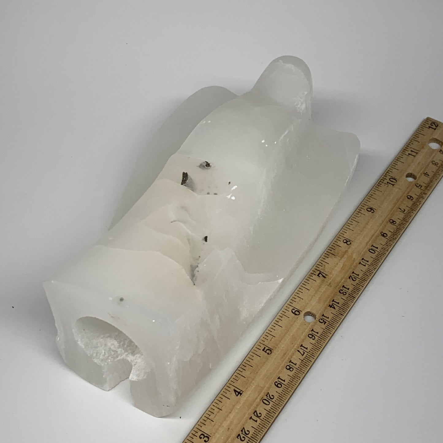 1288g, 7"x3.9"x2.8" White Selenite (Satin Spar) Angel Lamps @Morocco,B9463