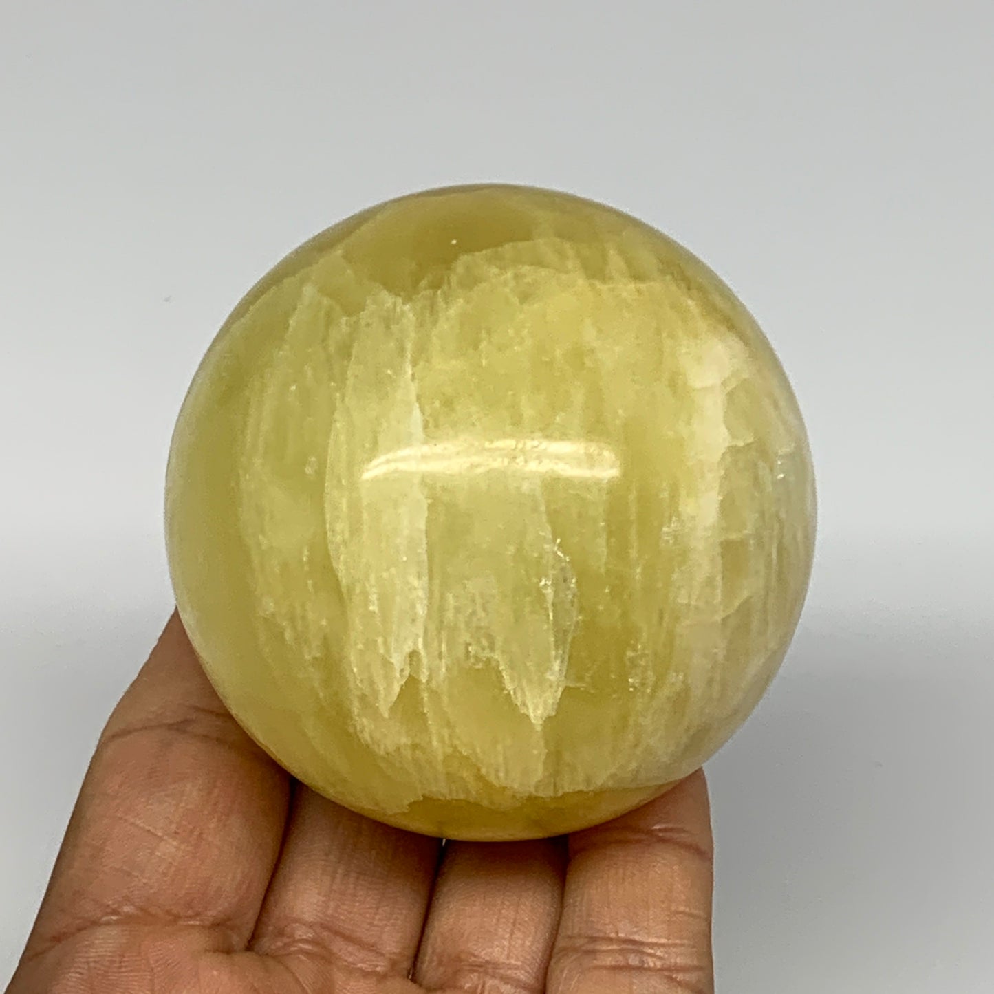 0.94 lbs,2.6"(65mm) Lemon Calcite Sphere Gemstone,Healing Crystal,B26053