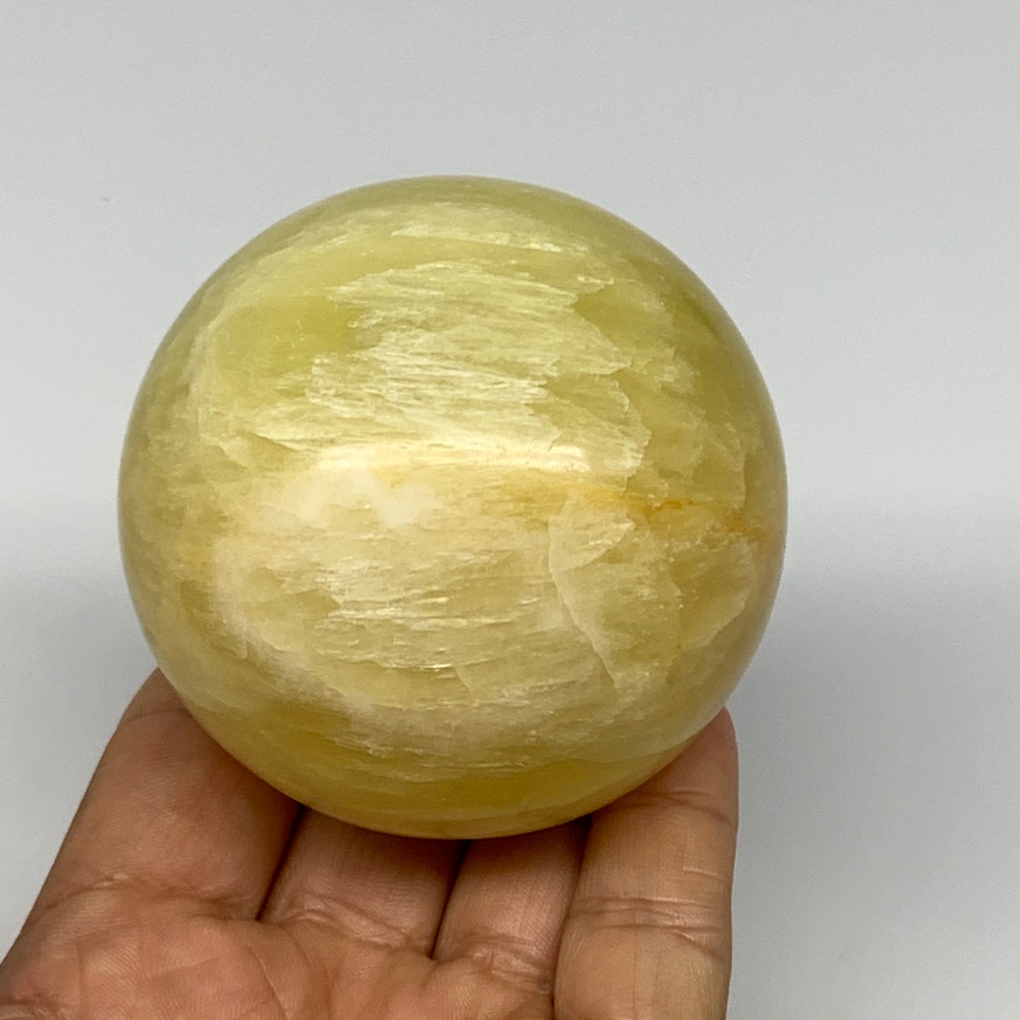 0.94 lbs,2.6"(65mm) Lemon Calcite Sphere Gemstone,Healing Crystal,B26053