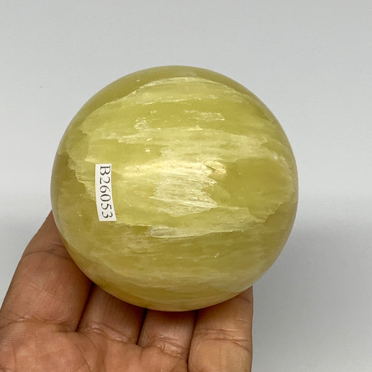 0.94 lbs,2.6"(65mm) Lemon Calcite Sphere Gemstone,Healing Crystal,B26053