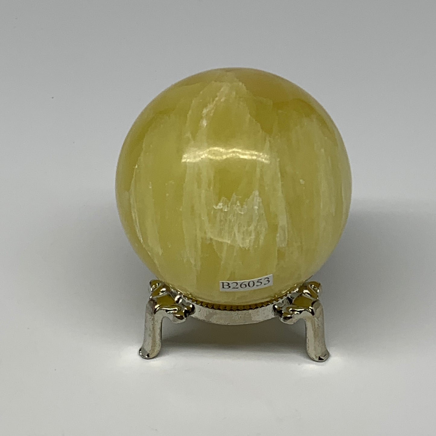 0.94 lbs,2.6"(65mm) Lemon Calcite Sphere Gemstone,Healing Crystal,B26053