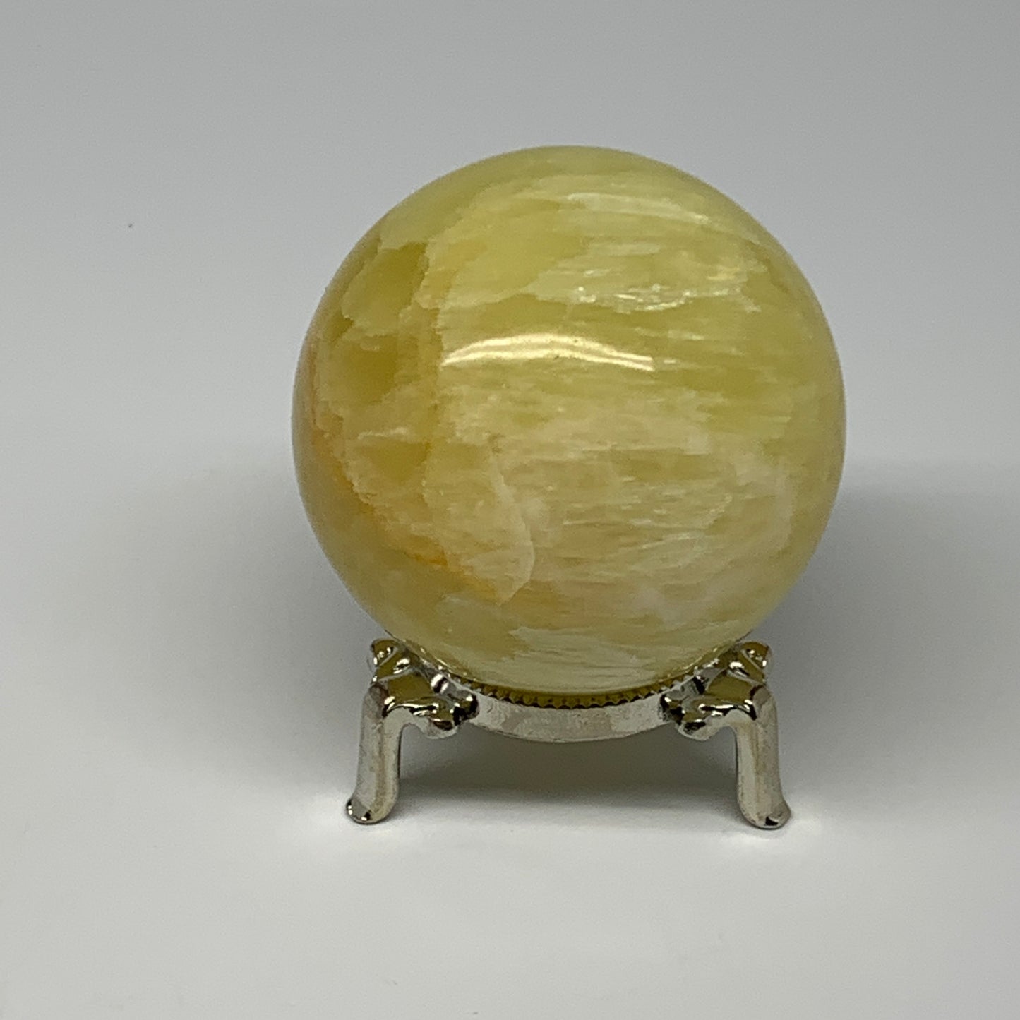 0.94 lbs,2.6"(65mm) Lemon Calcite Sphere Gemstone,Healing Crystal,B26053