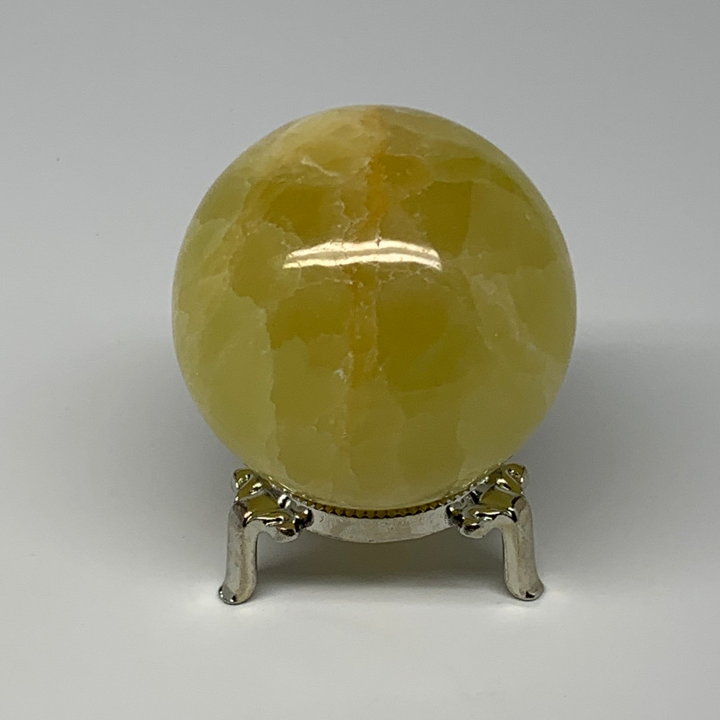 0.94 lbs,2.6"(65mm) Lemon Calcite Sphere Gemstone,Healing Crystal,B26053