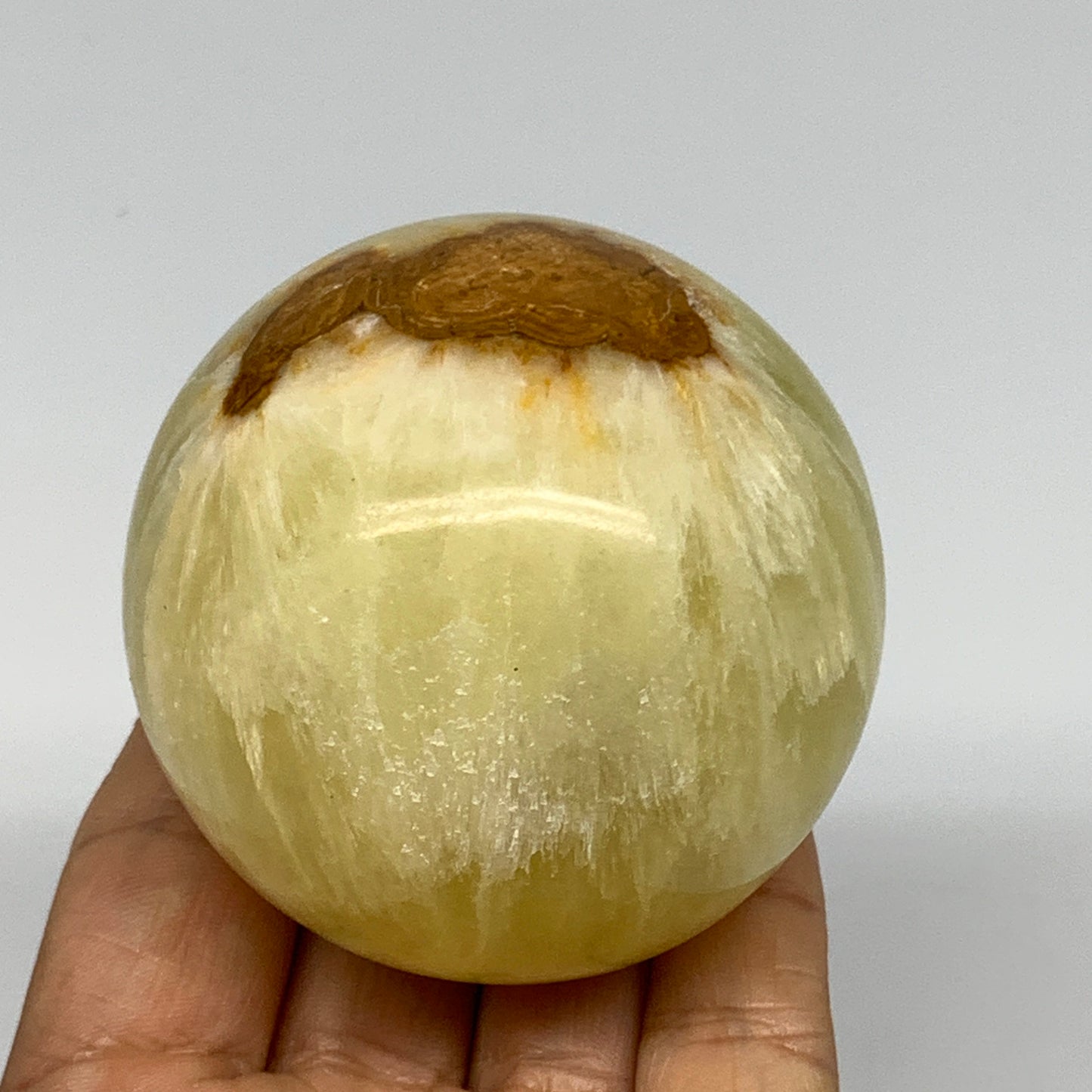 0.85 lbs,2.5"(63mm) Lemon Calcite Sphere Gemstone,Healing Crystal,B26055