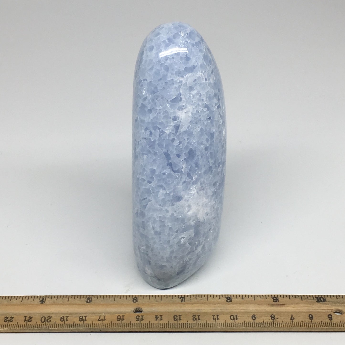 928g,5.9"x2.9"x2" Blue Calcite Polished Freeform Stand alone @Madagascar,MSP984